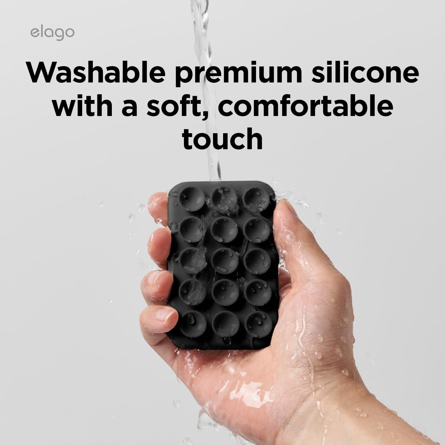 Elago Magnetic Suction Cup Phone Mount Compatible with Magsafe Case, Removable Silicone Sticky Grip Holder for Iphone, Hands-Free Selfies/Video for Tiktok&Instagram Influencer/Creator (Black) - Black image number 4