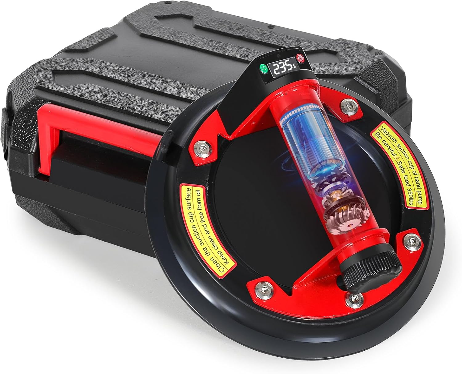 Electric Glass Suction Cup Lifter with Digital Display, 8IN Metal Handle Tile Suction Cup with Automatic Air Pumping Function, Suction Cup Handle for Glass/Granite/Tile/Metal Plate/Windshield, 1 Pack image number 6