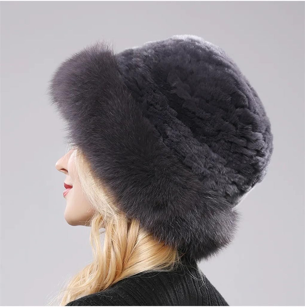 Keusyoi Luxury Women Winter Hat Fur Russian Hats Lady Fur Cap Beanies Warm Soft Fluffy Fur Hat - Beige image number 2