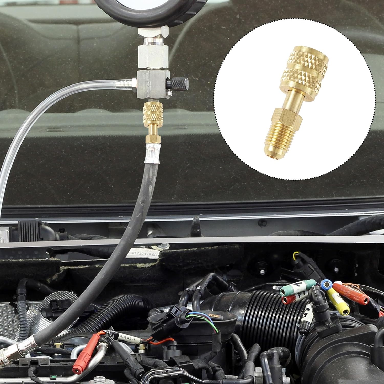 2 Pcs R32 & R454B Refrigerant Brass Adapter, 1/4" Internal Thread to 1/4" External Thread Quick Connect Fittings for Mini Split Systems AC Vacuum Pump & Gauge Hose Connector image number 5