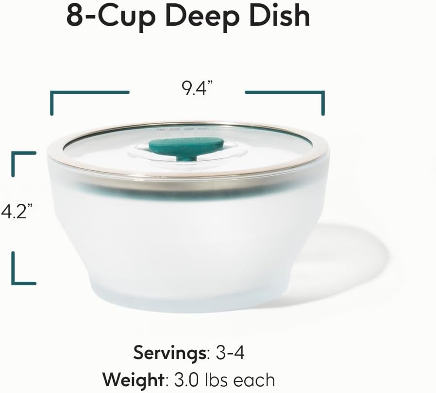 Anyday Microwave Cookware Dish | 1.9L Borosilicate Glass Mixing Bowl with Lid | Leakproof, Freezer & Dishwasher Safe | Safe Container for Steaming, Reheating, and Cooking | 20Cm image number 1