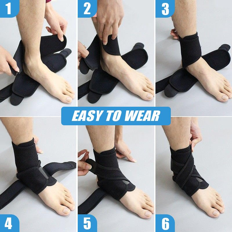 NHEWMAS Ankle Support Brace for Women & Men, 2 Pack Compression Ankle Braces, Breathable Neoprene Sleeve with Adjustable Straps. - Ankle Braces image number 3
