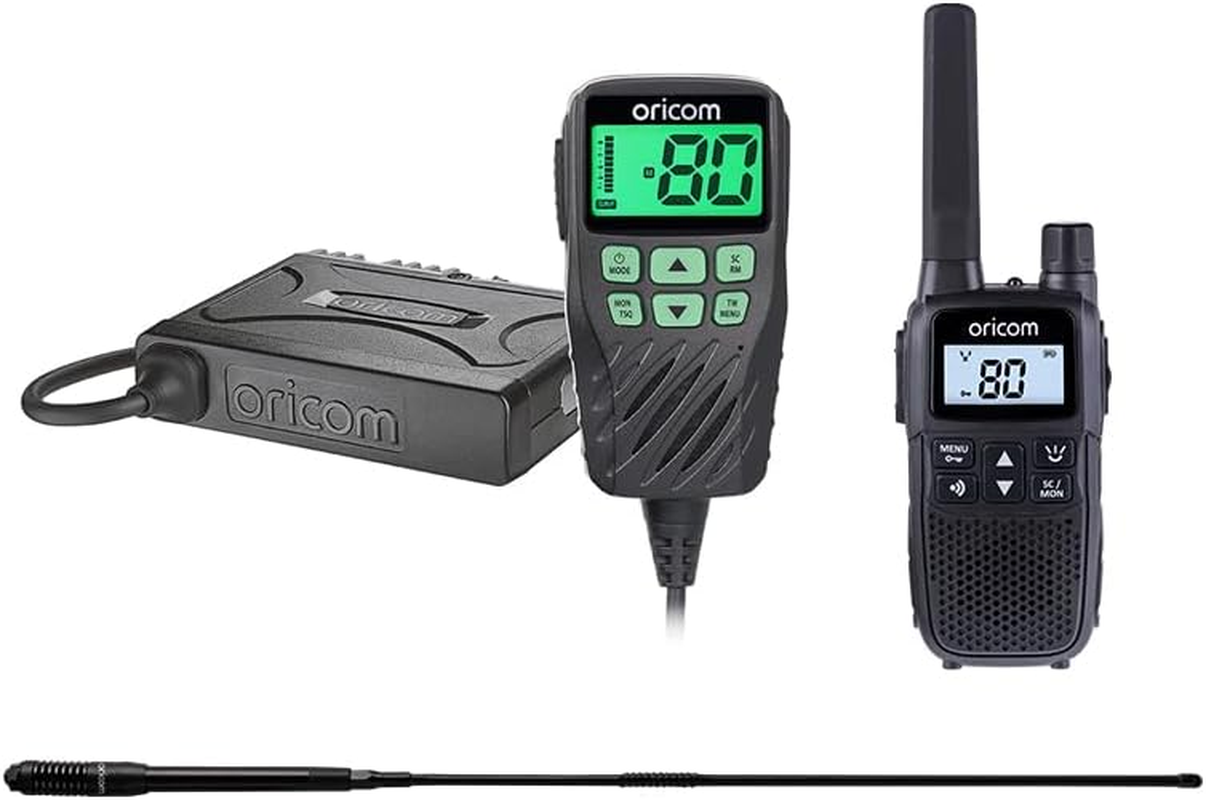 Oricom Bundle Pack: UHF360 5 Watt UHF CB Radio with Controller Speaker Microphone and ANU215 6.5Dbi UHF CB Antenna and UHF2200 2 Watt Handheld UHF CB Radio Single Pack (UHF360BSH)