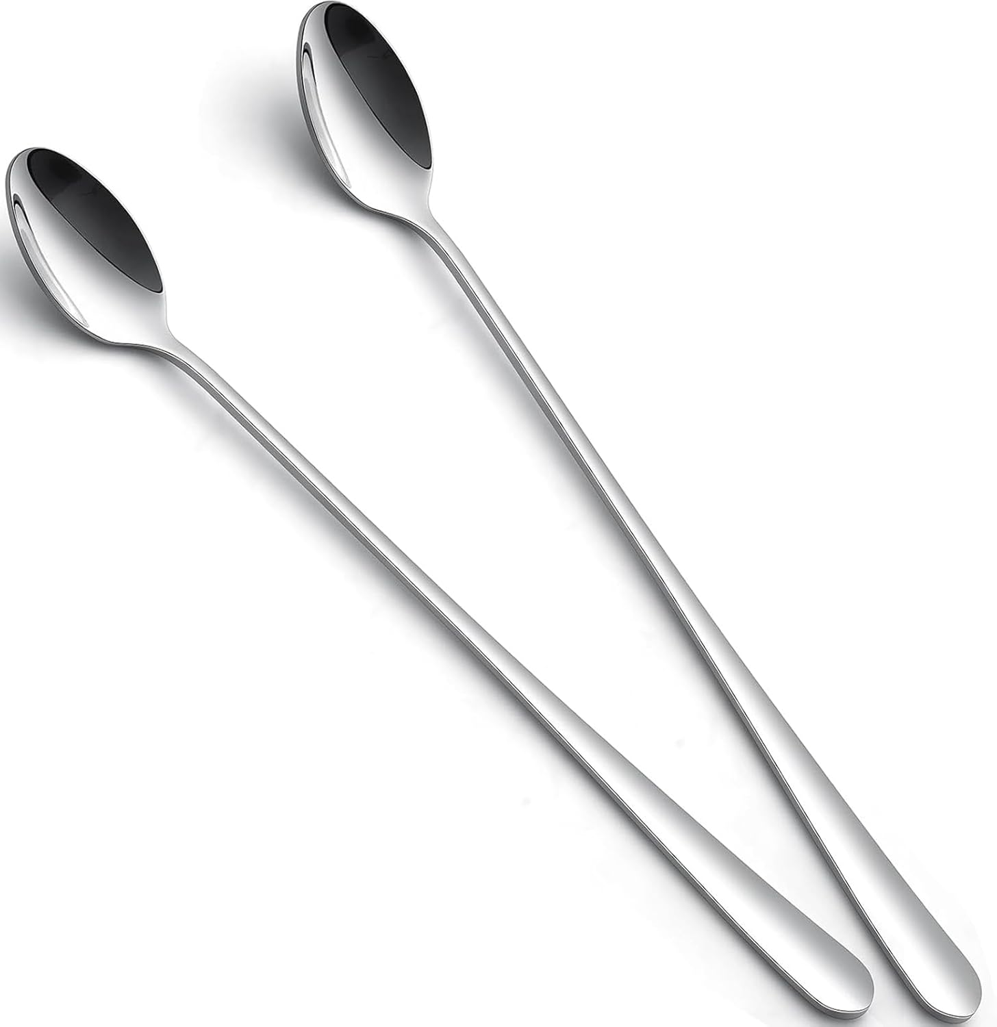Tiokin Long Handle Spoons, 223Mm Teaspoons with Long Handle, Stainless Steel Stirring Spoons Set of 2, Mixing Ice Cream Spoon, Ideal for Iced Coffee Tea Milk Shake Sundeas Cool Drinking