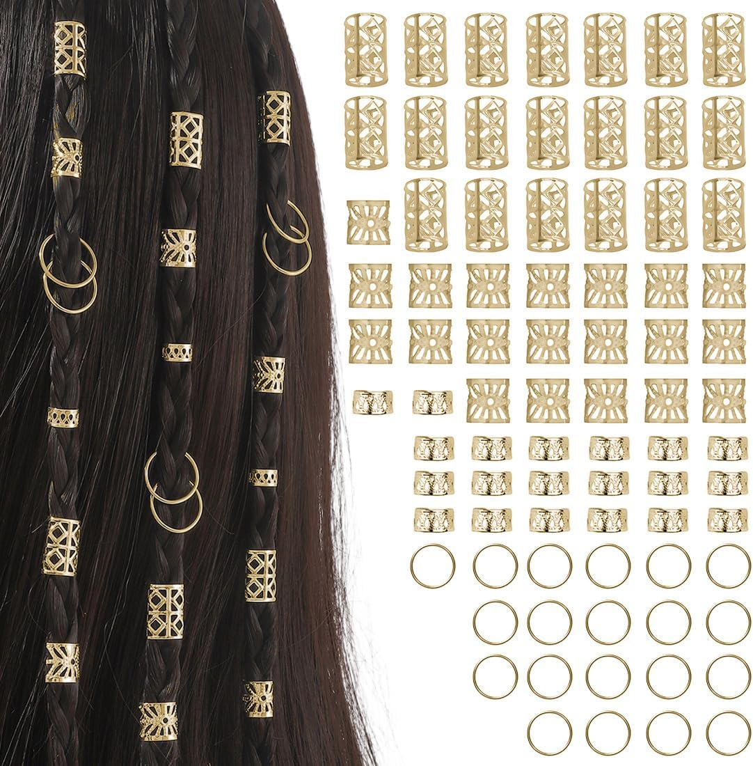 80 Pieces Gold Hair Accessories for Braids, Jewellery for Hair, Cuff Clips for Dreadlock Accessories, Hair Spiral Clips Hair Accessories for Dreadlocks for Men, Women, Girls and Boys Braids image number 4