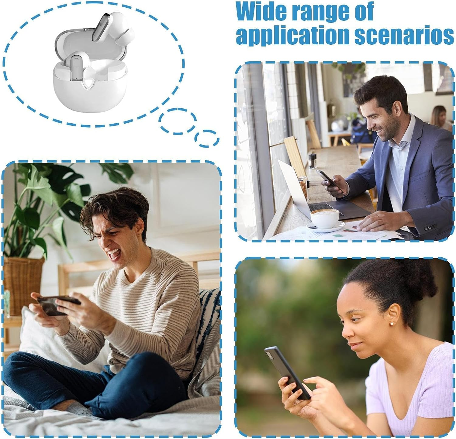 Wireless Headphones - Noise Cancelling Wireless Headphones | Clear Calls Stereo Deep Bass Sound, Long Playtime Headset Electronic Gadgets for Outdoor Travel Sports image number 4