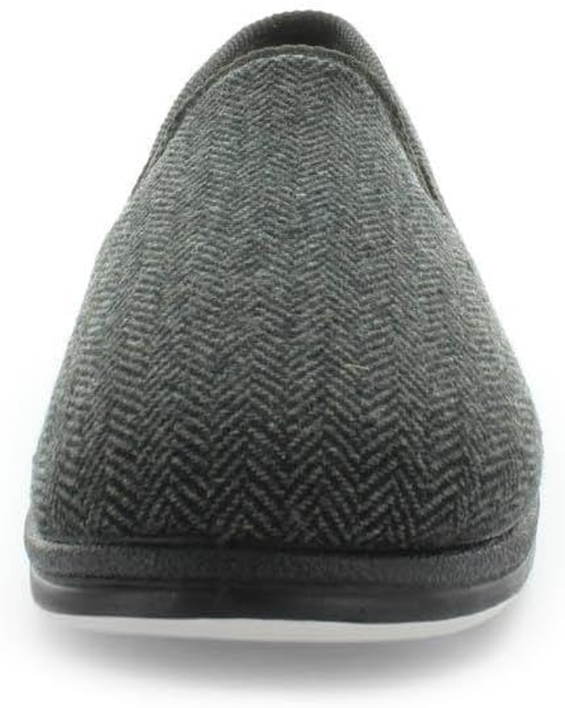Panda Eden Mens Slippers Double Elastic Gusset Slip on Soft Uppers-Grey Tweed-9