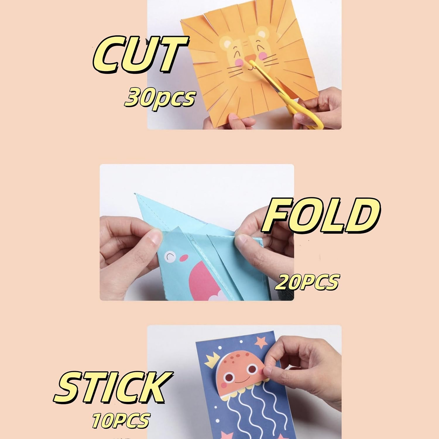 Paper Playtime: Easy Origami and Scissor Skills for Toddlers Creative Paper Crafts Paper Playtime: Origami and Scissor Skills for Toddlers for Kindergarten Kids | Color, Cut Out, Glue Made (Pink) image number 2