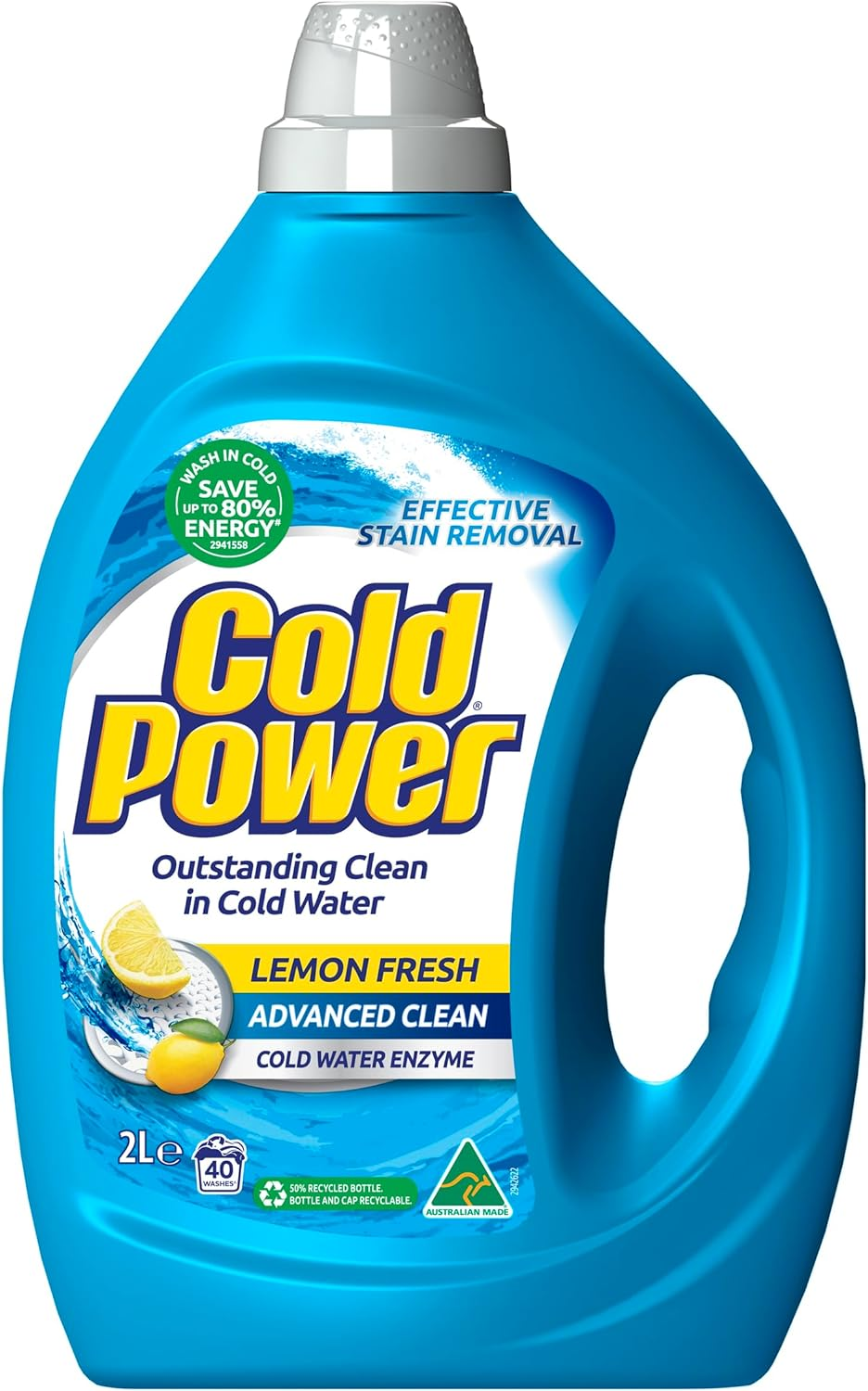Cold Power Lemon Fresh Laundry Liquid Front + Top Loader Advanced Cleaner 2 Liter image number 2