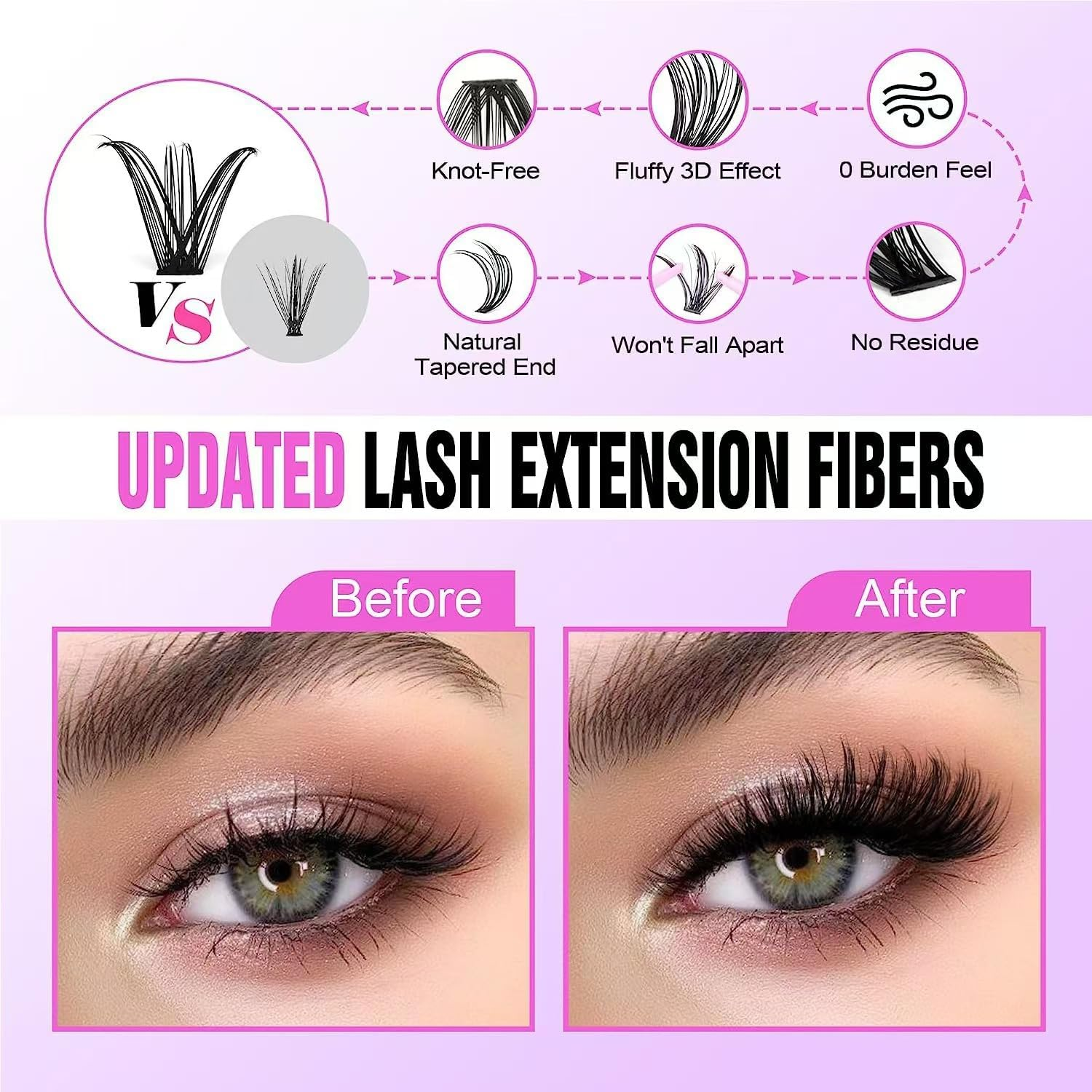 Lash Clusters Kit 280PCS 9-16MM 30D&40D Reusable Eyelash Extensions for Party Wedding Daily Use with Bond & Seal Glue, Tweezers Remover (Home Lash Kit) image number 5