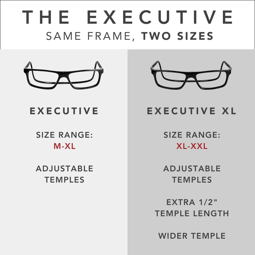 Clic Magnetic Reading Glasses, Computer Readers, Replaceable Lens, Adjustable Temples, Executive