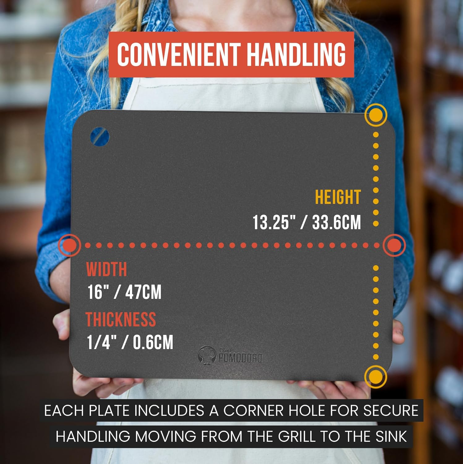 Chef Pomodoro Pizza Steel for Oven, 16 X 13.5 X 0.25 Thick, Baking Steel for Oven, Baking Steel Pizza Stone for Grill and Oven, Original Baking Steel, Artisan Steel image number 4