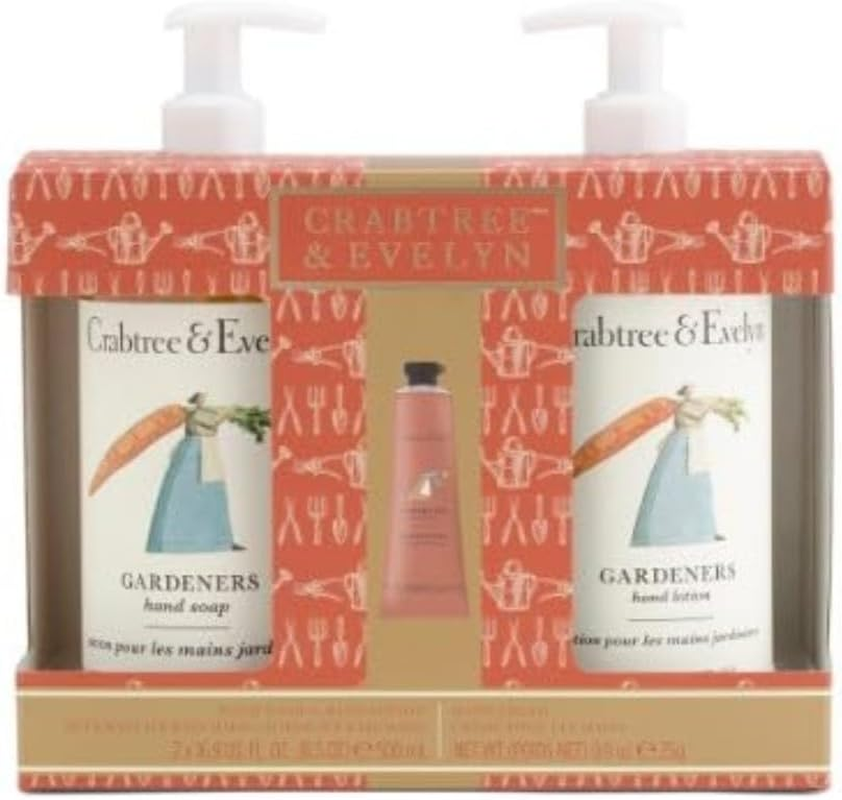 CRABTREE & EVELYN 3Pc Hand Wash Hand Lotion and Hand Cream Boxed Set (Gardeners)