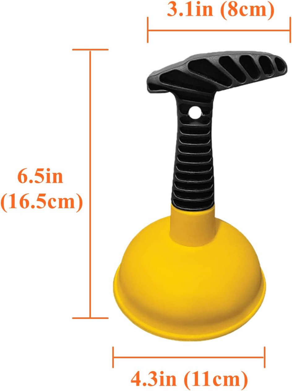Cuzlarmul Sink Plunger, Plunger Sink Unblocker with Short Handle, Powerful Plunger Unclogging Tool for Kitchen Sink, Shower, Bathroom Drains, Bath (Yellow) image number 2