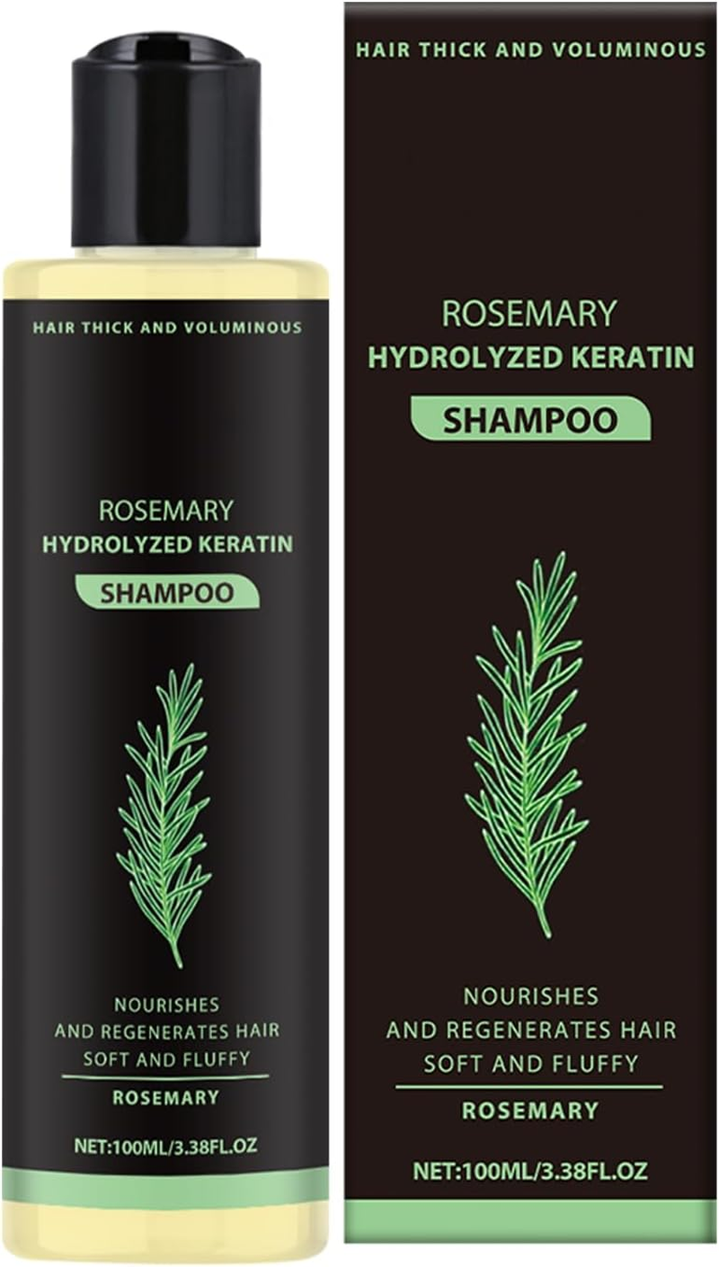 Rosemary Hydrolyzed Keratin Shampoo, Rosemary Leaf Oil Shampoo, Natural Thickening & Strengthening Sham-Poo, Soft and Fluffy for Men and Women Cleansing Conditioner (1Pcs)