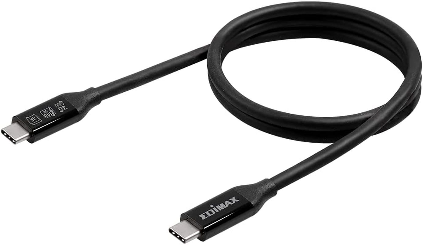 EDIMAX 40Gbps USB4 Thunderbolt 3 Cable, USB Type C to Type C, 100W Fast Charging, Dual 4K / Single 5K UHD Display, 0.5 Meter Cable Length, Black, UC4-005TB image number 1