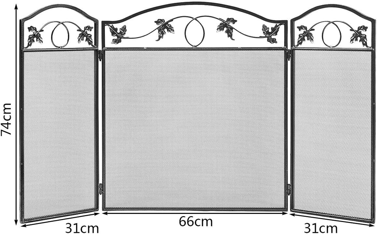 Giantex 3-Panel Fireplace Screen Pet Safety Fence Fireplace Fence, Sturdy Steel Frame, 3 Panel Foldable Fireplace Screen Folding Spark Fire Guard Steel