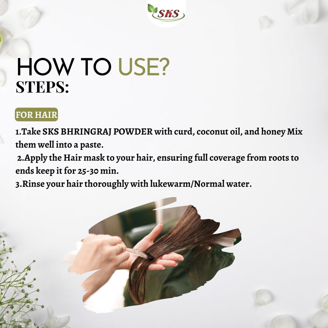 SKS Bhringraj Powder 200 Gms Pack No Added Preservatives Good for All Types of Hair