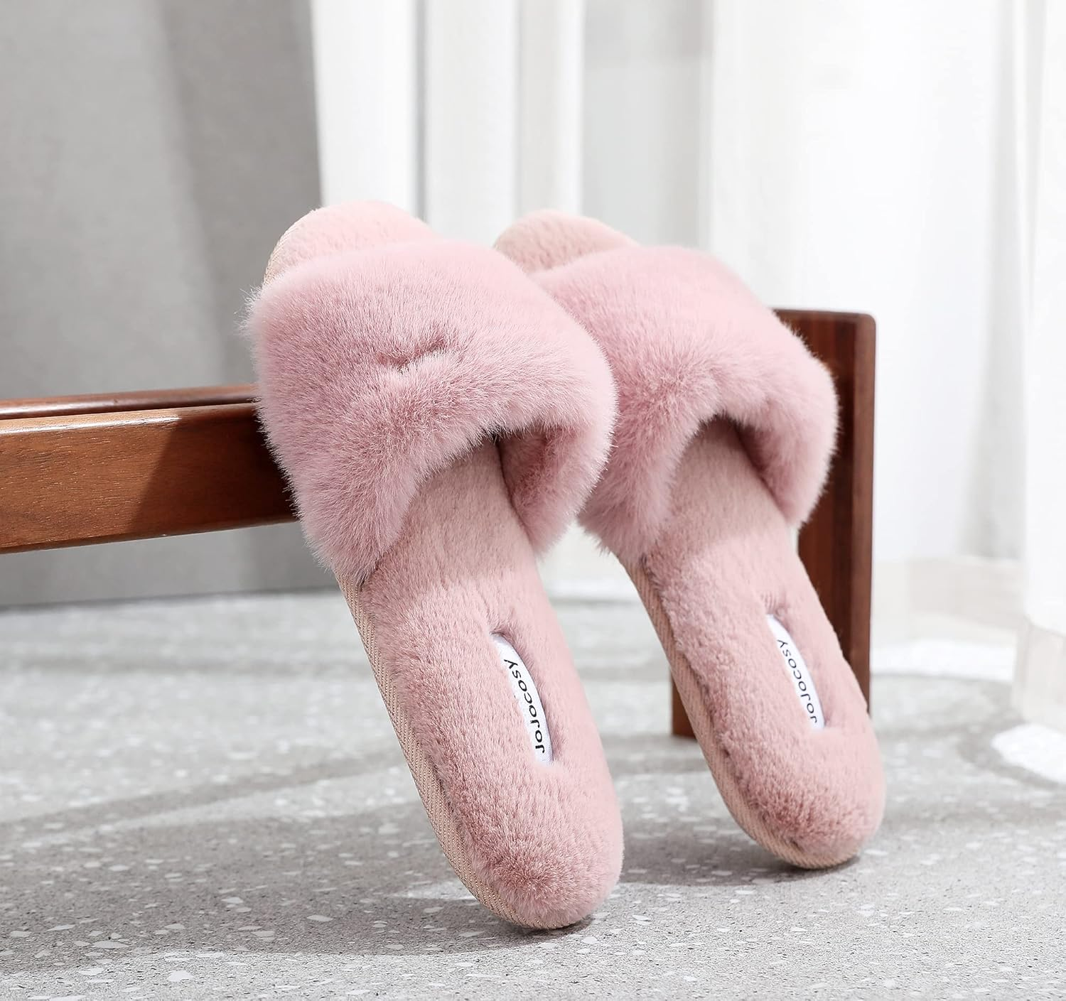 JOJOCOSY Rabbit Model Lady&rsquo;S Comfortable Fuzzy Memory Foam Scuff Women&rsquo;S Fashion Plush Peep-Toe Relaxing Indoor Slippers image number 5