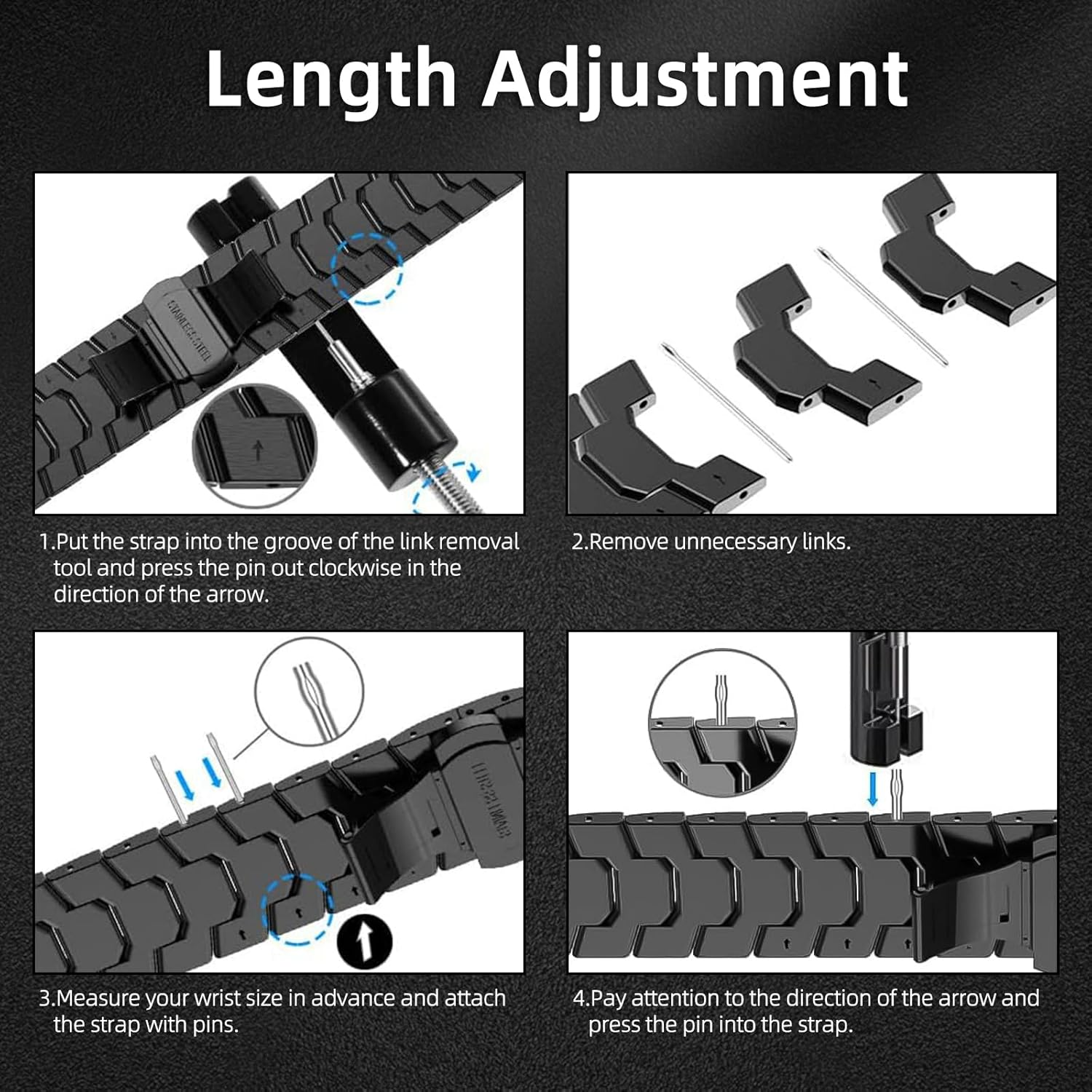 Hinzann 22Mm Strap for Amazfit T-Rex 3 Pro 48Mm/Balance 2/Balance/Bip 6/Bip 5/5 Unity, Metal Stainless Steel Band for Amazfit Cheetah/Cheetah Pro/Gtr 4/GTR 3 Pro/Gtr 3/GTR 2E/Gtr 2 - Black Gold image number 2