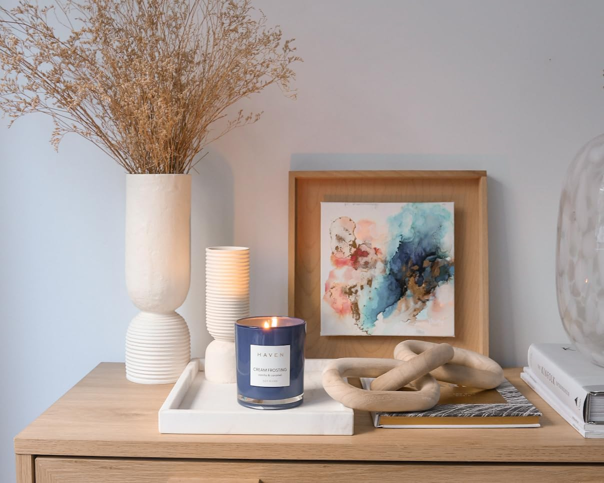 Haven Vanilla & Caramel Scented Soy Blend Wax Candle - Cream Frosting Aromatherapy Home Fragrance & Decor image number 4