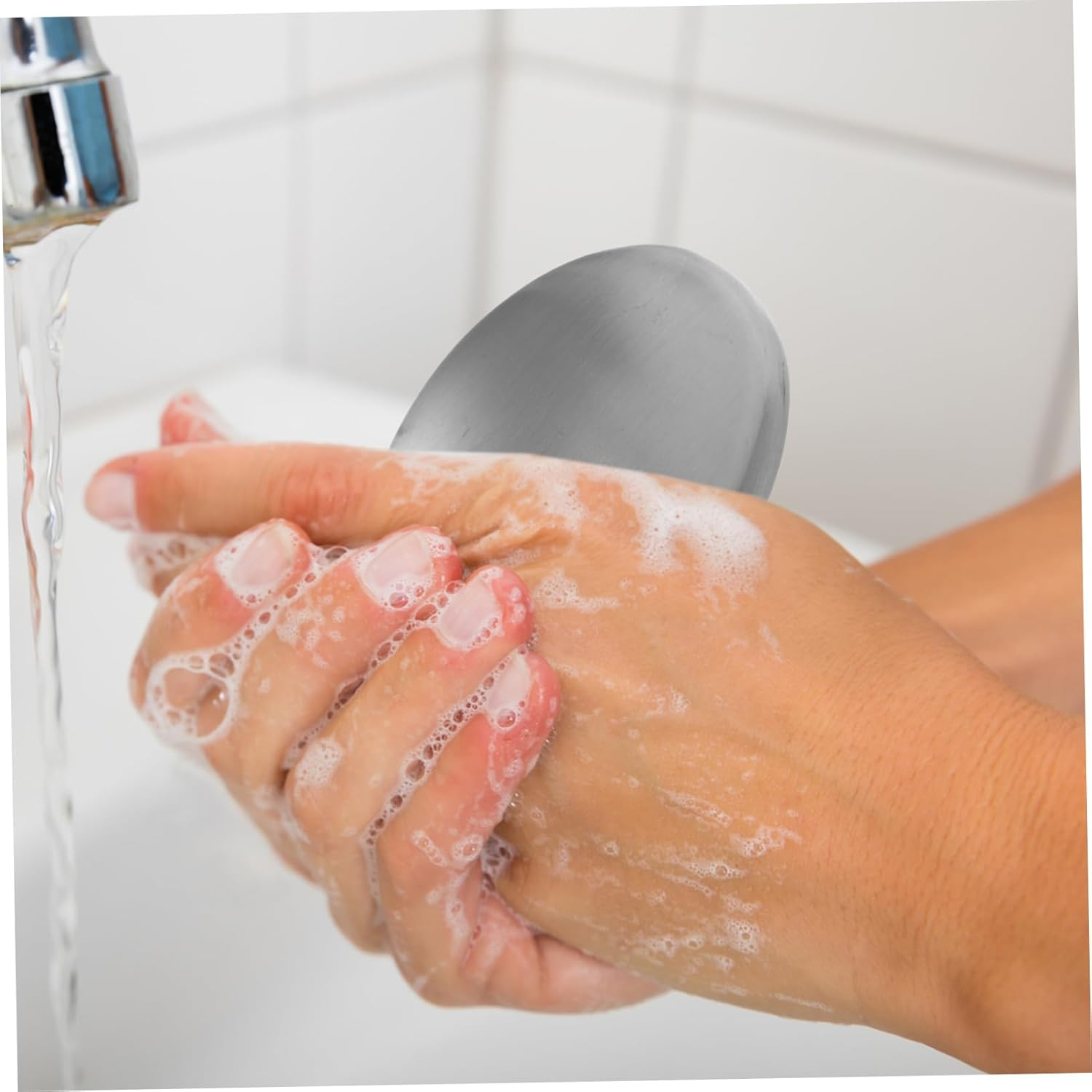 PRETYZOOM Stainless Steel Odor Absorber Soap Metal Soap for Hand Washing Odor Removal Easy to Clean Dishwasher Safe for Home Use Safe for All Skin Types image number 6