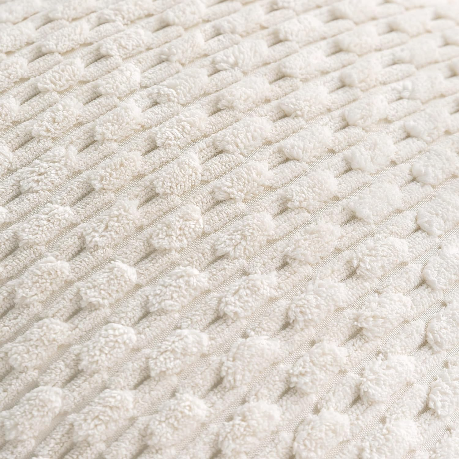 Cozoomy Set of 4 Cream White Decorative Throw Pillow Covers 18X18 Inch Corduroy Pillow Covers for Bed Couch Sofa Living Room Soft Square Cushion Cases image number 4