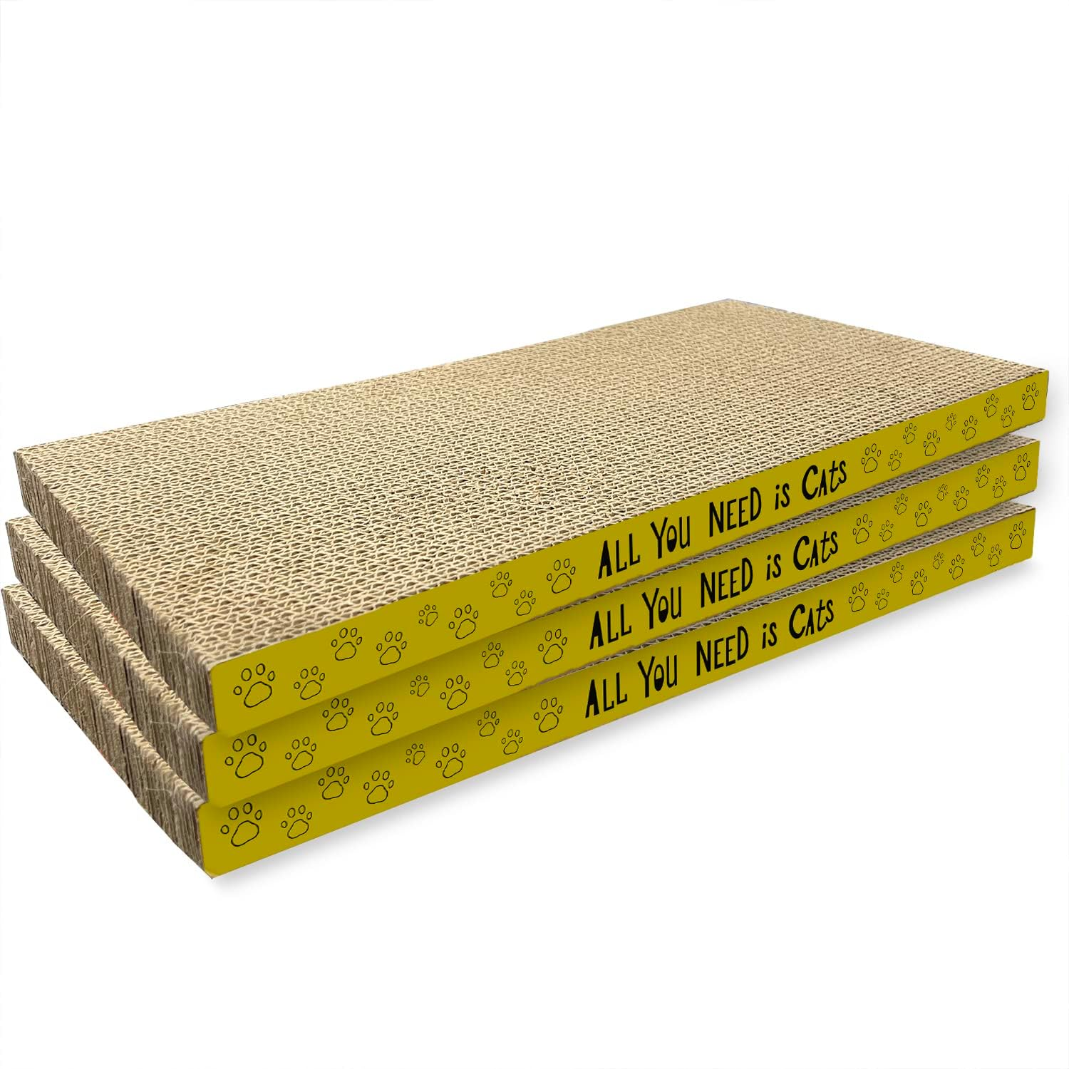 Accencyc Cardboard Cat Scratcher Pads Cat Scratching Board for Indoor Cats 17&rdquo;Lx8.3&rdquo;Wx1&rdquo;H Dual-Side Corrugated Cat Scratching Post Reusable Cat Supplies - 6 Pack