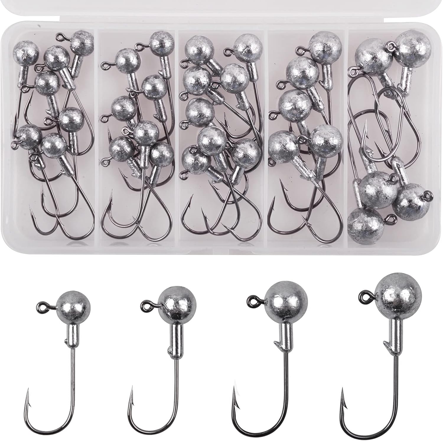 Jig Heads Unpainted Crappie Jig Heads round Ball Heads Jig Hooks Fishing Jig Heads Saltwater Freshwater Fishing Bass Trout Walleye