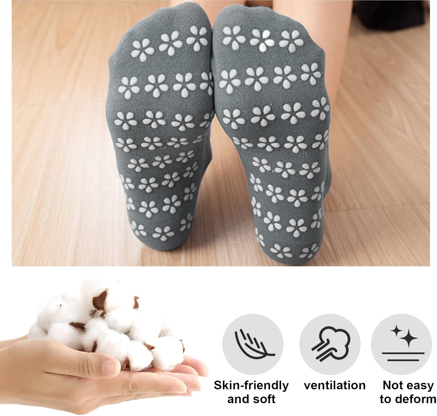 2 Pairs Yoga Socks Anti-Slip Women, Grip Socks Men, Anti-Slip Socks Yoga Socks Non-Slip Grip Sock for Pilates M, 35-42 image number 5