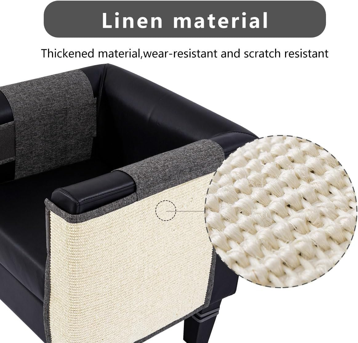 CULOTOL anti Cat Scratch Furniture Protectors, Sisal Cat Scratcher, Cat Couch Corner Sided Sofa anti Scratching & Cat Training, for Protecting Couch Sofa Chair Furniture (Dark Gray, Right Armrest) image number 4