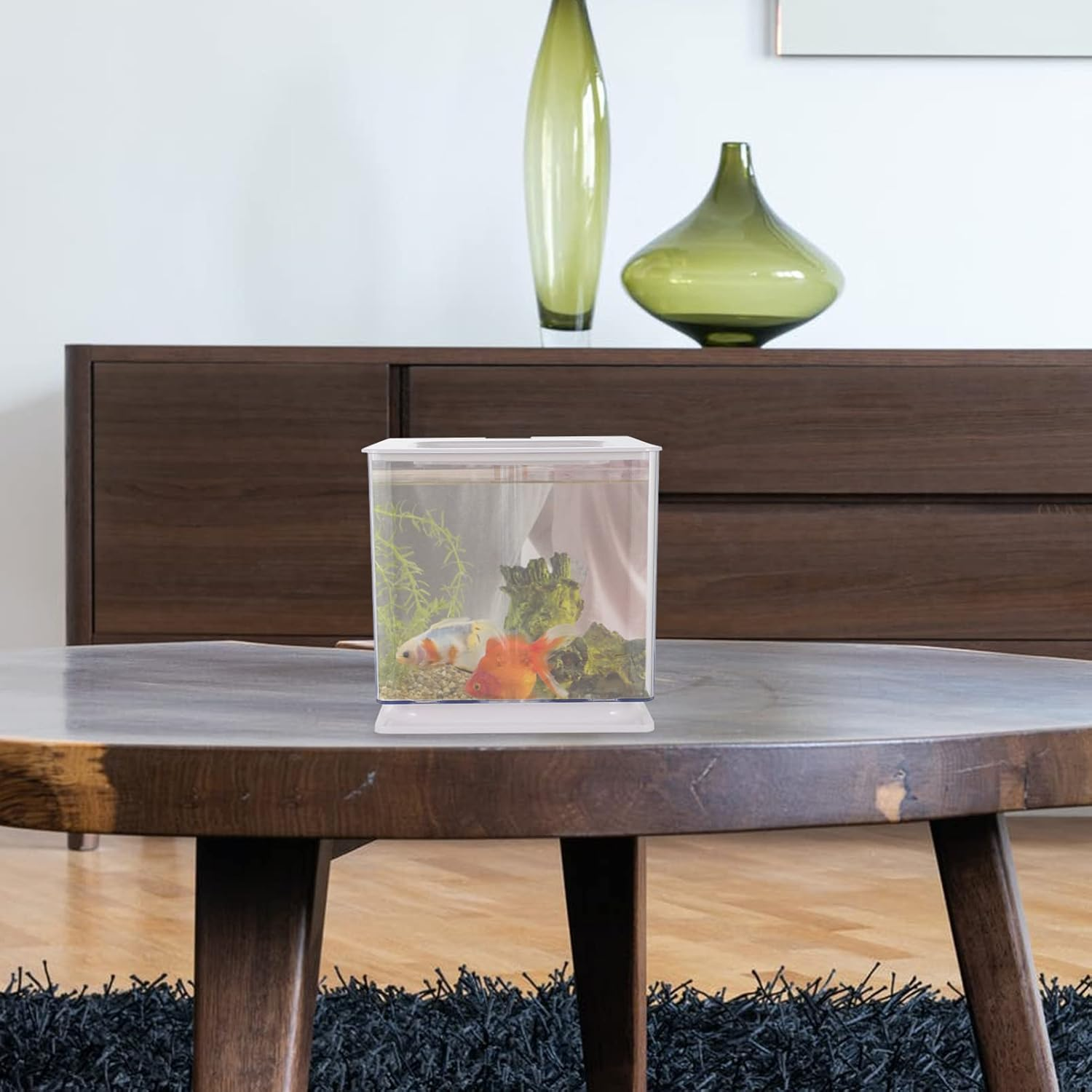 Mipcase Self-Cleaning Acrylic Fish Tank Easy Maintenance Water Changing Aquarium for Desktop Use Stylish Decorative Fish Tank for for Aquatic Plant Gardens image number 1