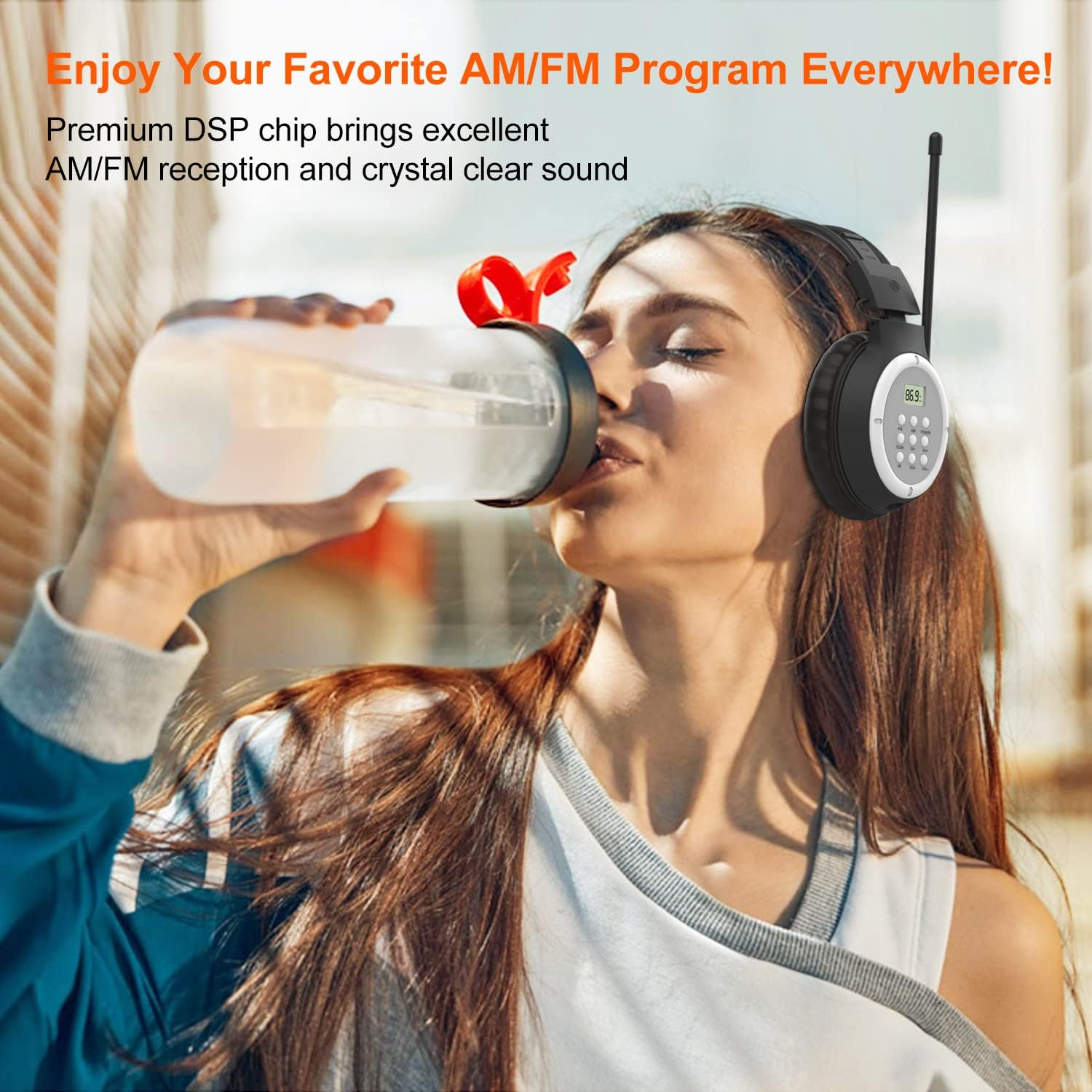 UMUTOO AM FM Radio Headphones, Personal Portable Radio Headset Am/Fm Digital with Best Reception for Jogging, Mowing, Cycling, Meeting, Powered by 2 AA Batteries (Not Included)&hellip;&hellip; image number 2