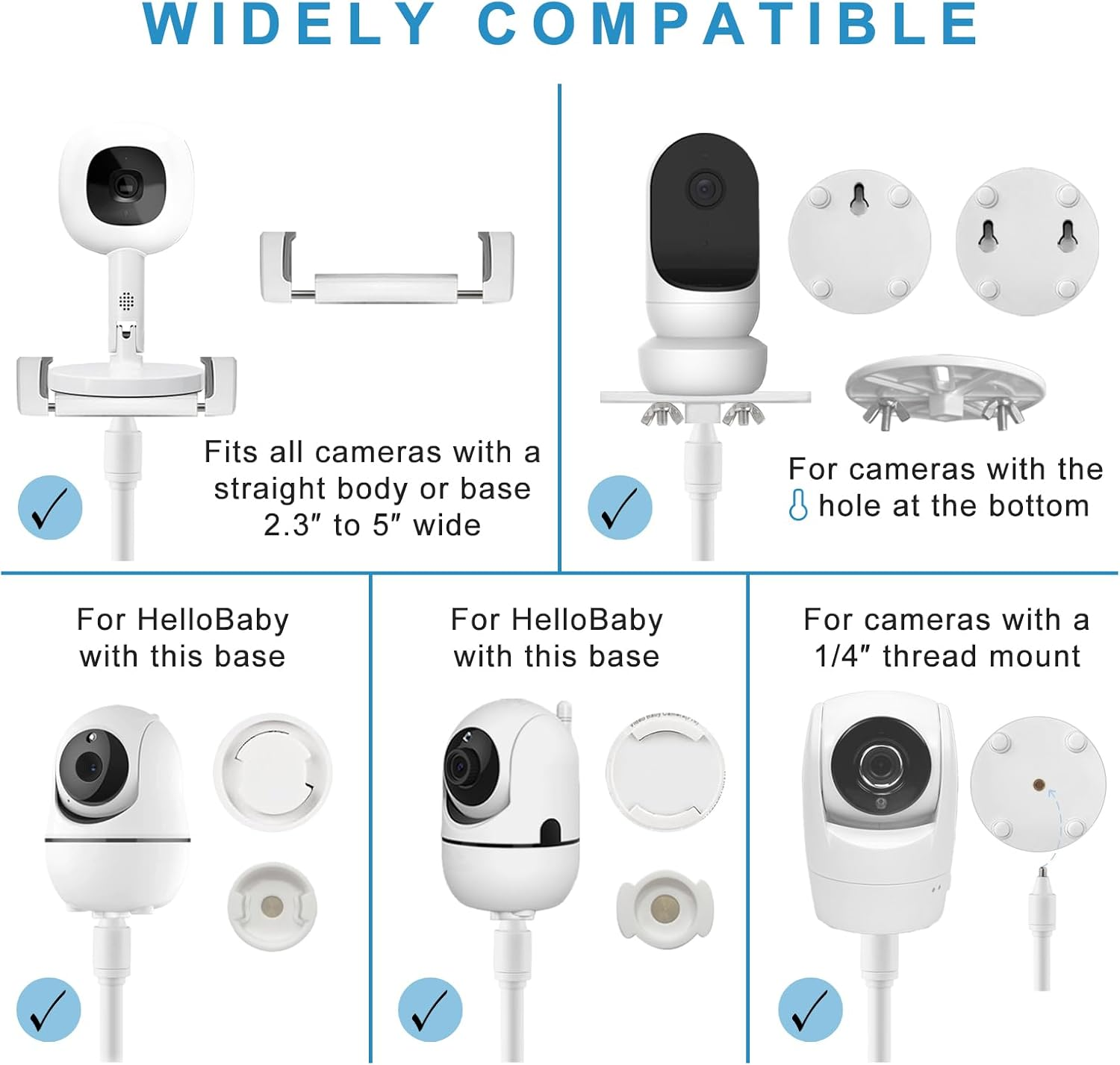 Vikobess Flexible Baby Monitor Mount, Universal Crib Baby Camera Holder Compatible with Infant Optics DXR-8 / DXR-8 Pro, Owlet Cam/Cam 2 / Duo 2, Nanit Pro, Arlo, Hellobaby, Motorola, Vtech & More image number 5