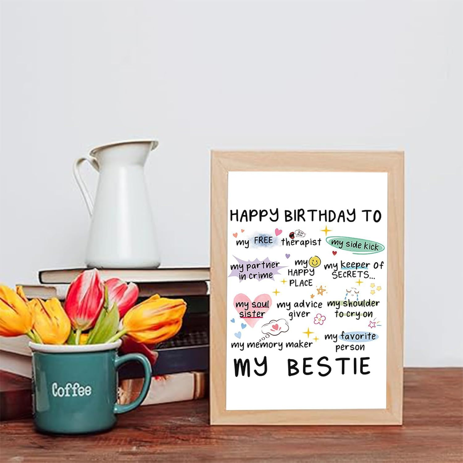 Funny Birthday Card for My Bestie, Perfect Happy Birthday Gifts for Sister & Best Friend, Her, Women, Heartwarming Words and Cute Pattern- Blank Inside image number 3