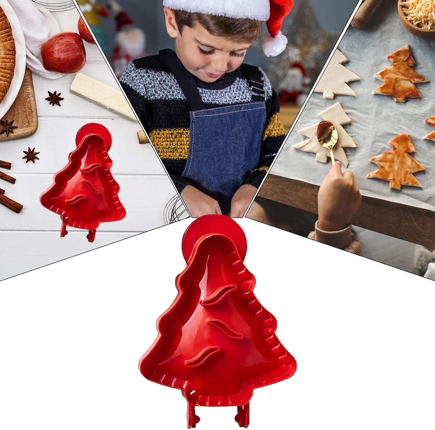 Christmas Hand Pie Making Mold - Christmas Tree Shape Mold Hand Pie Maker | Household Pocket Size Pie Dough Press Baking Molds for Meat Pies, Fruit Tarts image number 4