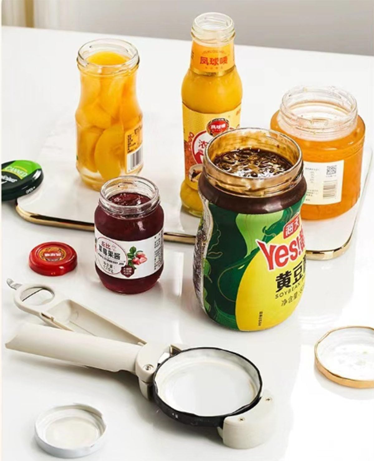 Multifunctional Retractable Bottle Opener,Jar Opener Bottle Opener, Adjustable Multifunctional Can Opener Jar Lid Gripper, for Weak Hands, Senior Arthritis (White) image number 2