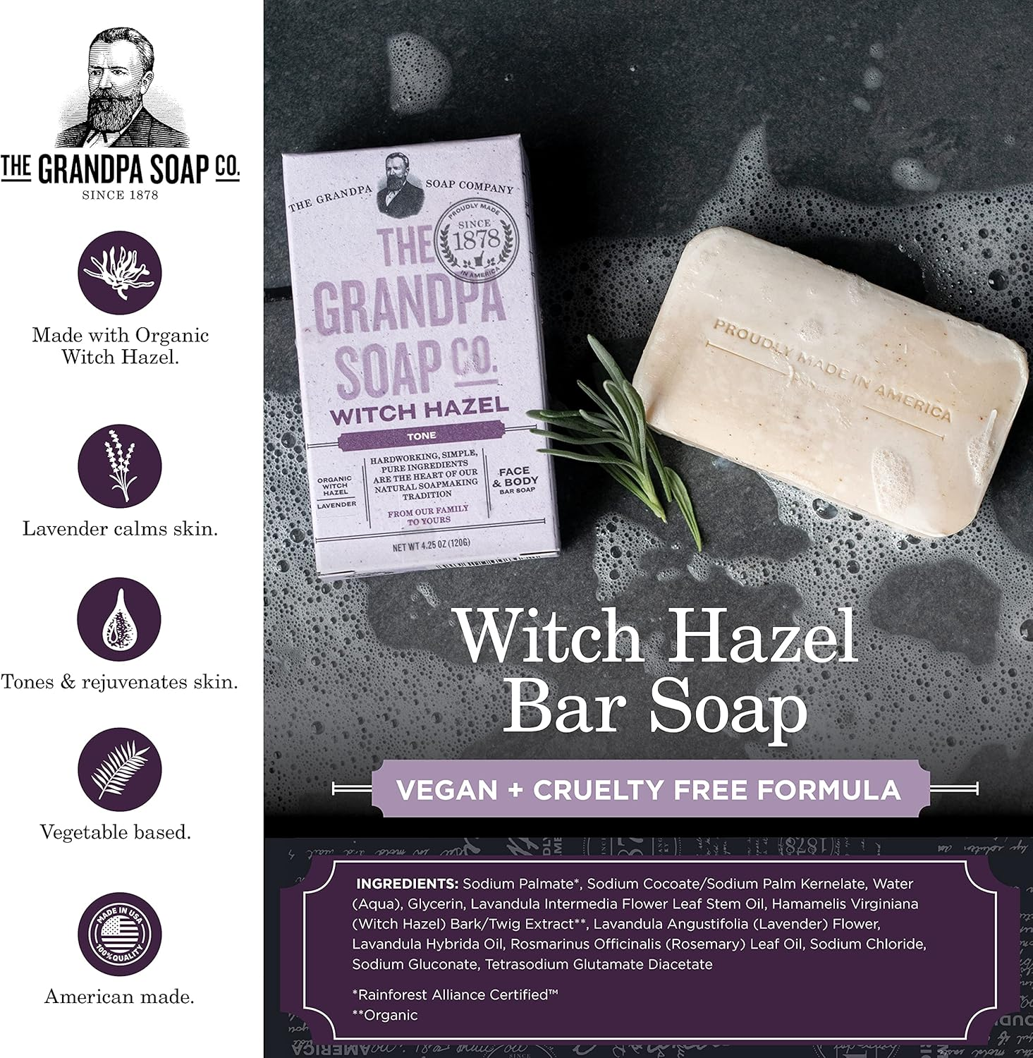 Grandpa'S Grandpas Soap Bar Witch Hazel, 4.25 Oz image number 4