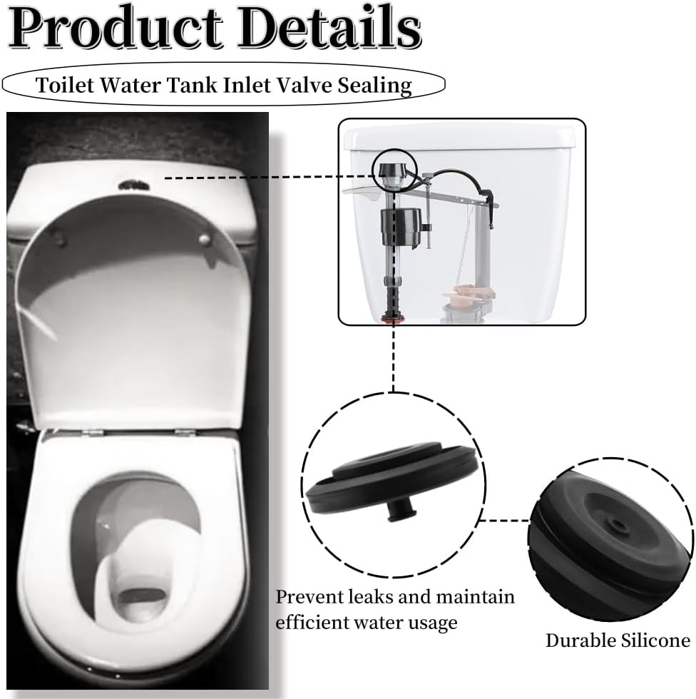 Toilet Fill Valve Seal Replacement Parts, 2-Pack, Black Diaphragm Washer, Compatible with Fluidmaster 242 and 400A image number 4