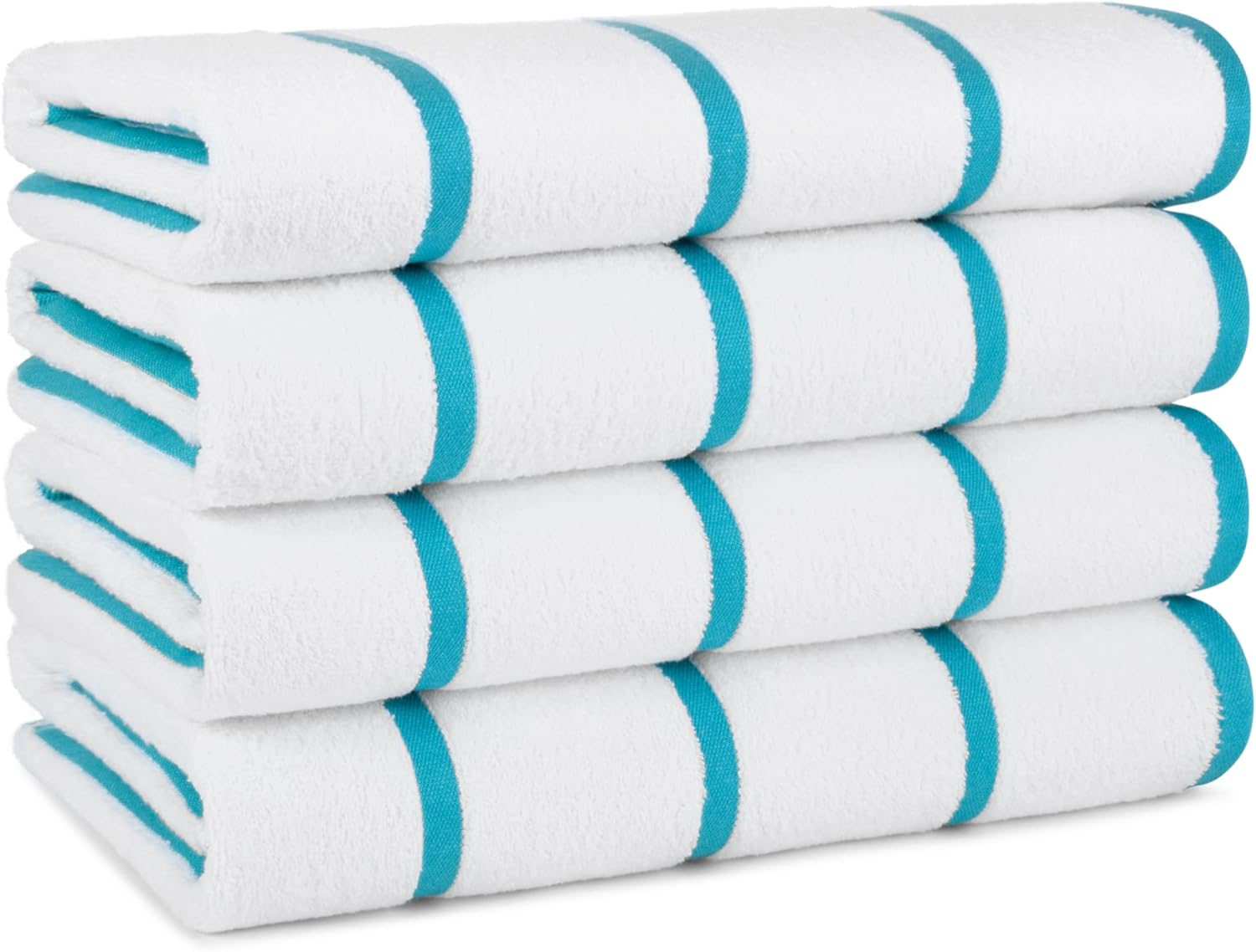 Arkwright Las Rayas Beach Towels - (Pack of 4) 100% Ring Spun Cotton Soft Quick Dry White Bath Towel, 480 GSM Towels for Hotel, Resort, Spa, Hot Tube, 30 X 60 In, Beige Stripes
