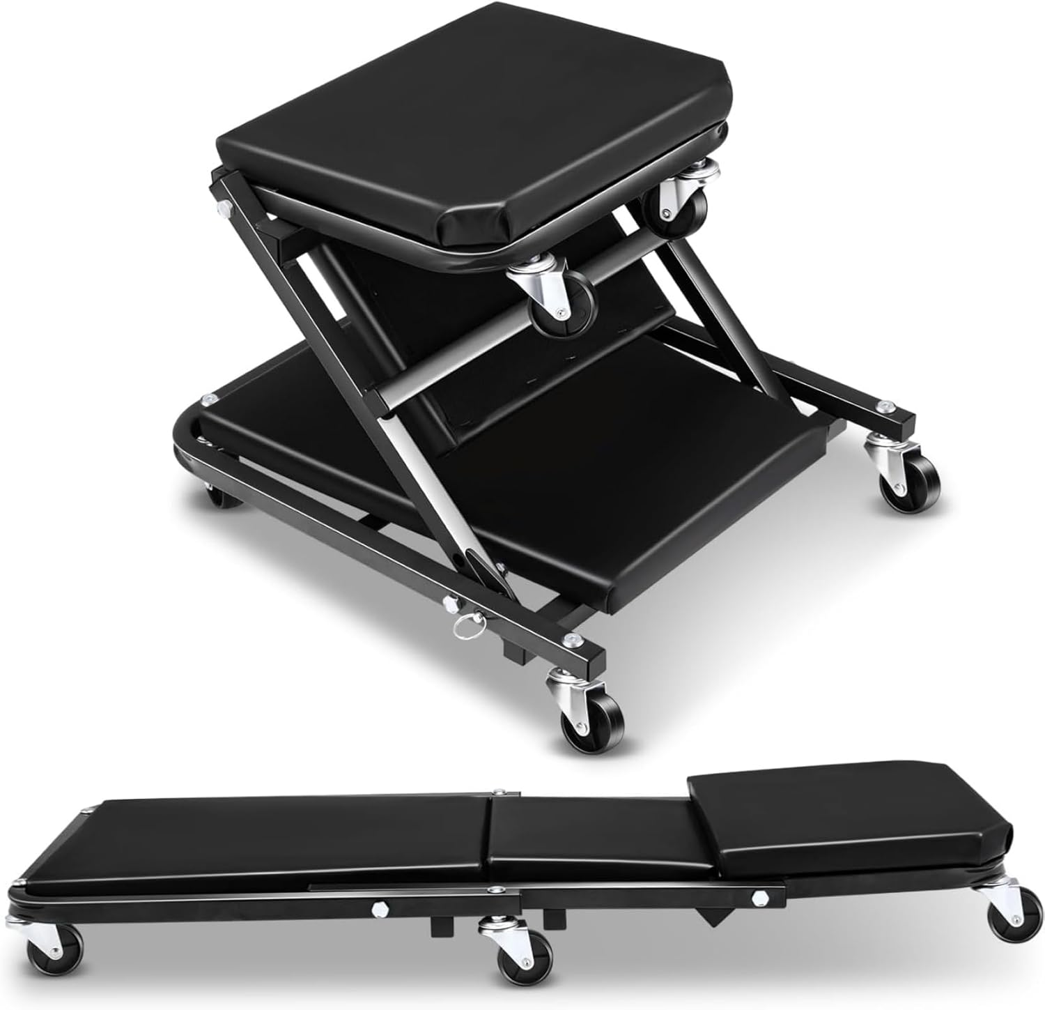 Mechanic Creeper, 36" Z-Creeper Seat, 2-In-1 Garage/Shop Creeper, 180 KG Capacity, Low Profile Creeper with 6 Wheels for Garage, Shop, Auto Repair, Lay down or Sit,91Cm Long image number 1