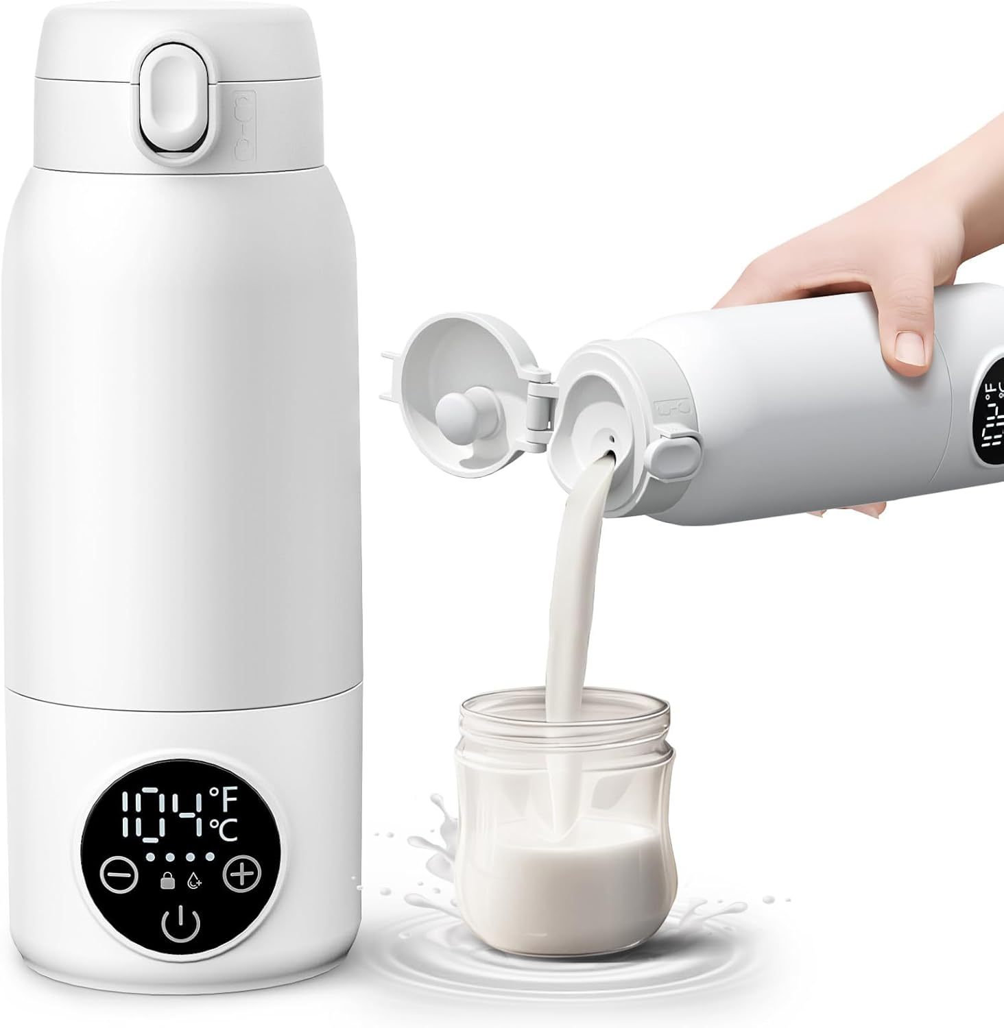 Portable Milk Warmer for Travel,17 Oz Large Capacity 2 Min Fast Heating for Breast Milk,Formula & Water Precise Temp Control IPX6 Washable Design Bottle Warmer Portable for Outdoor,Car,Airplane Use image number 6