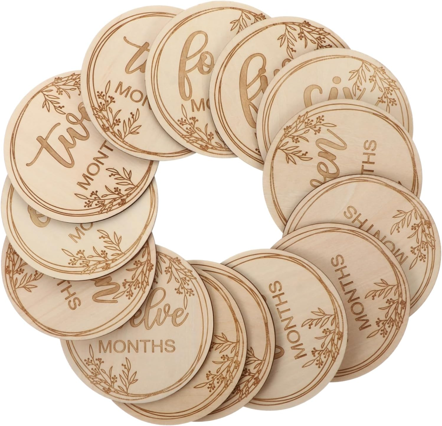 YARNOW 1 Set Newborn Milestone Cards Beautiful Wooden Growth Cards for First Year Unique Photo Props to Track Growth Safe and Healthy Material image number 1