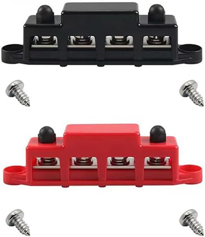 WADY Bus Bar Power Distribution Block 12V 250A - Marine Grade Terminal Block with 4 X 5/16" Studs, Waterproof Cover for Positive/Negative DC Battery Connections, (M8) image number 6