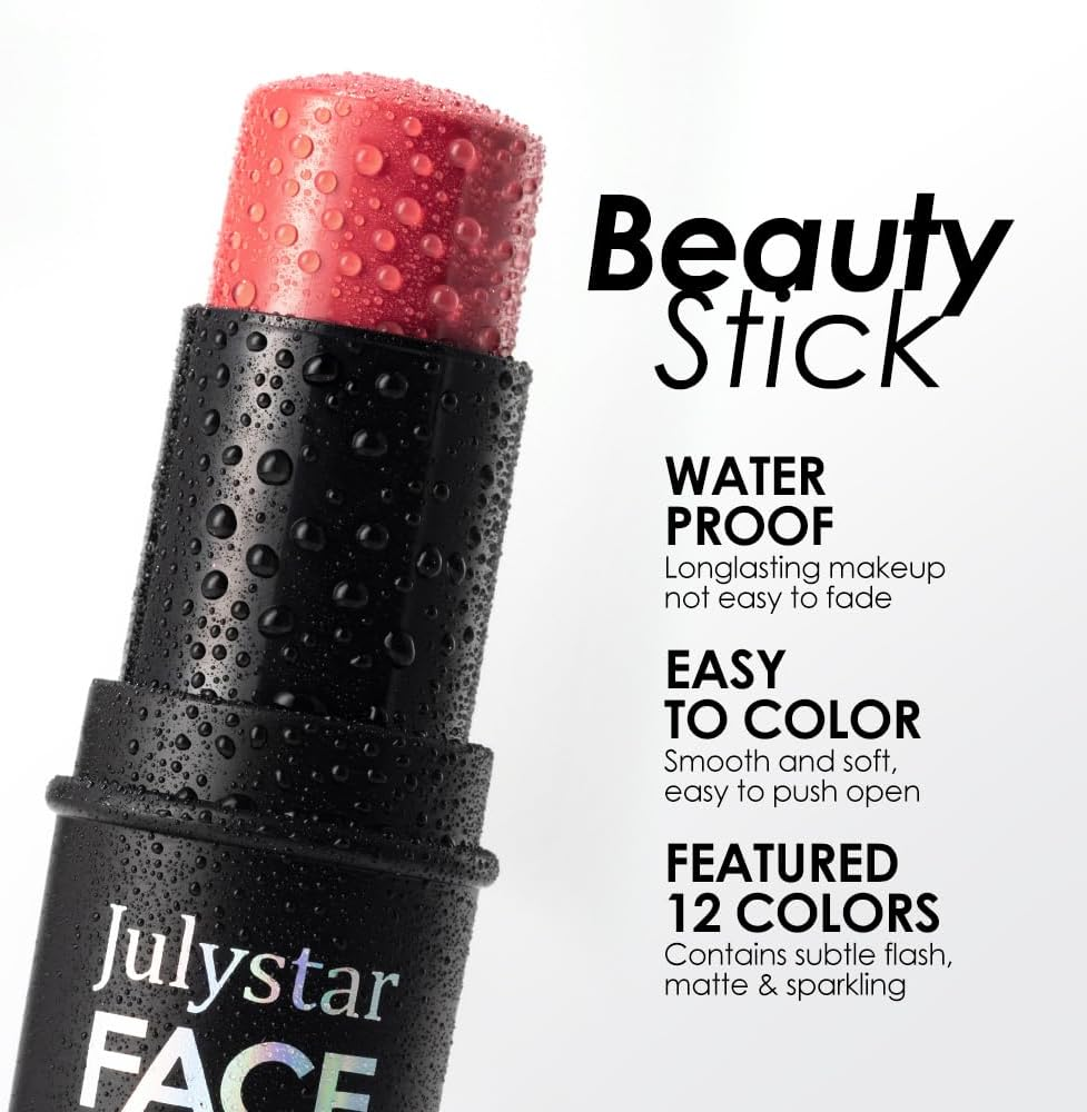 Face Sticks with Highlighter, Bronzer & Blush, Non-Greasy, Long-Lasting, Waterproof, Matte & Dewy Finish for Sculpting Cheeks(4Pack)