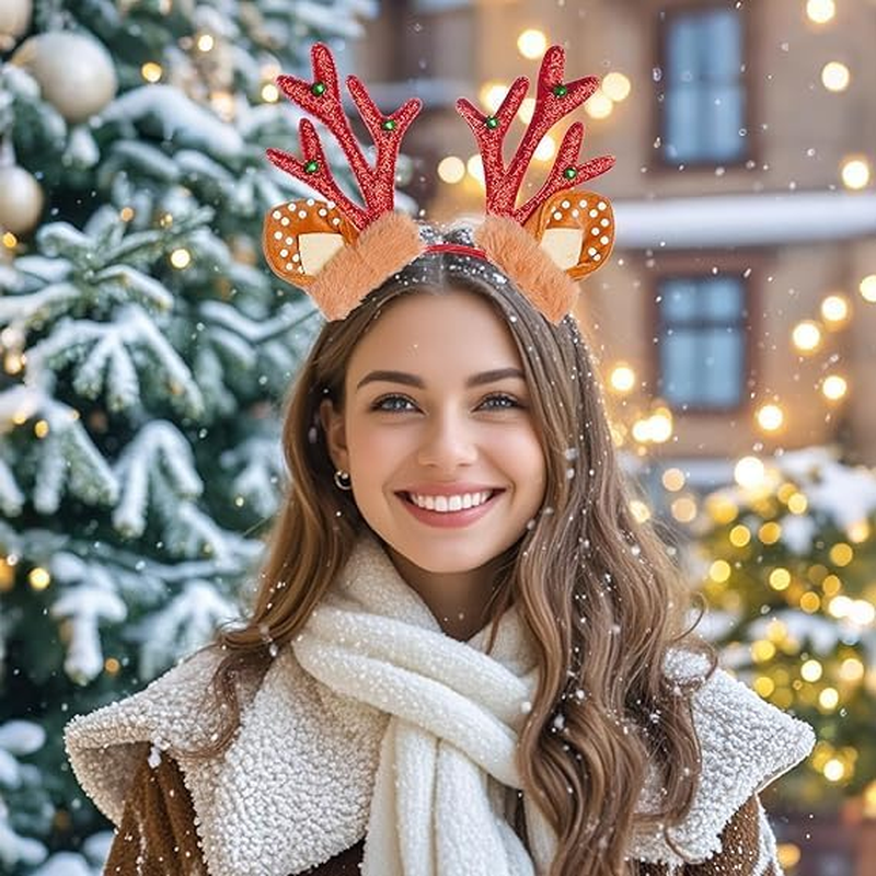 Christmas Reindeer Headbands, Christmas Headbands, Christmas Headband, Reindeer Headband, for Fancy Dress, Cosplay, Halloween, Christmas, Animal, Carnival, Party, Costumes image number 1