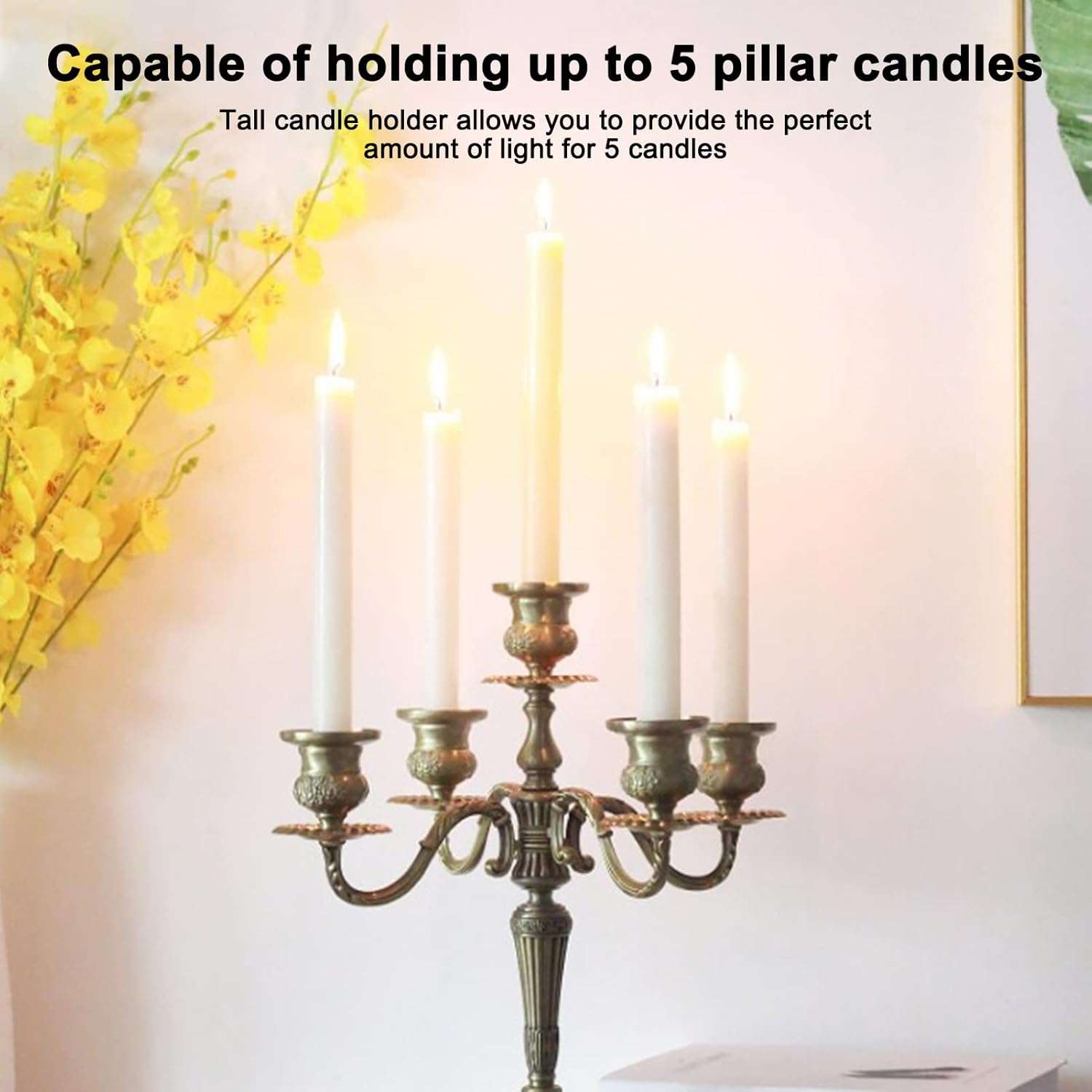 5 Arm Candelabra, Multi-Purpose Antirust Scratch Resistant Metal Candelabra for Party image number 6