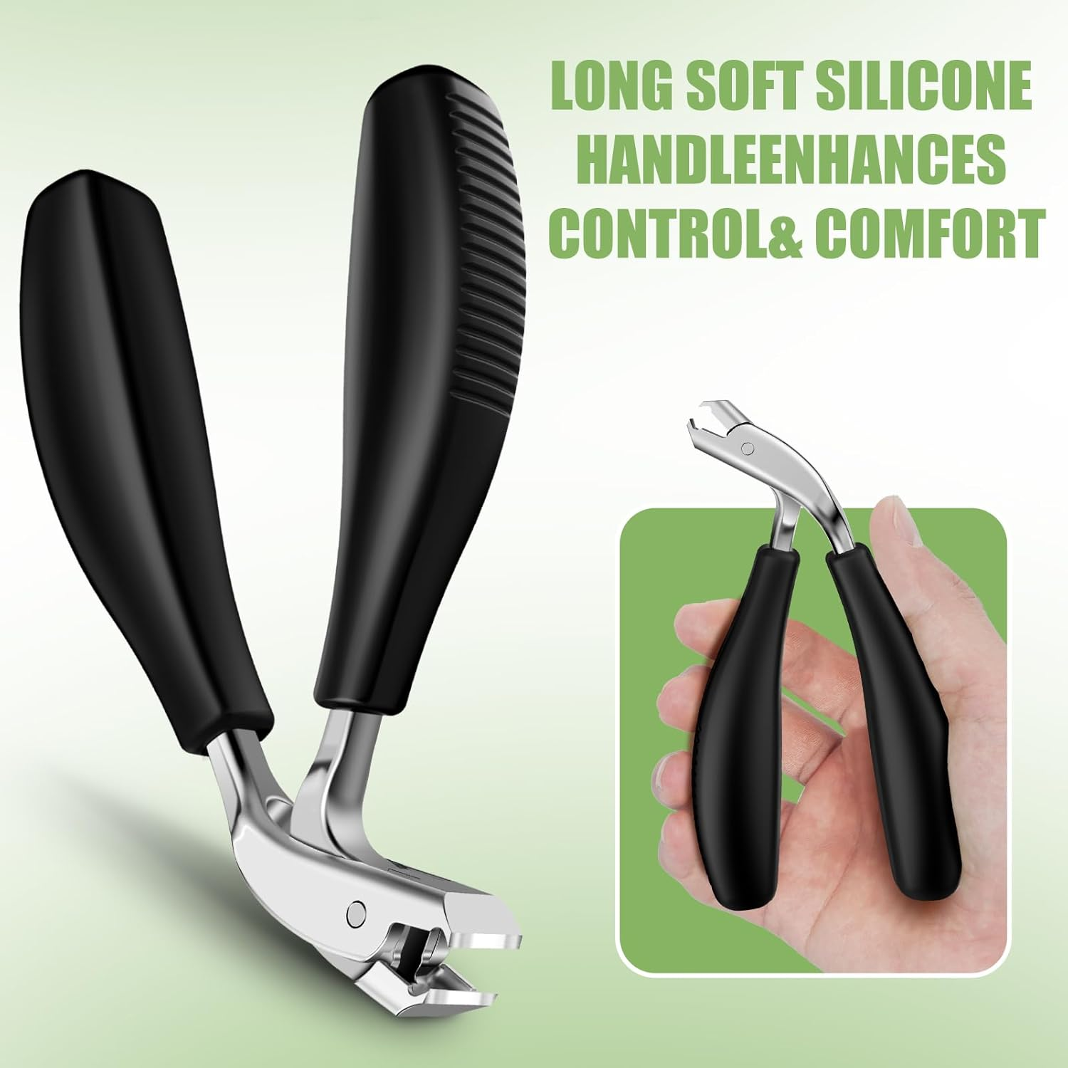 Toenail Clippers for Seniors Thick Toenails, 2025 Upgrade Straight Angled Head Large Toe Nail Clippers for Men, Sharp Heavy Duty Nail Cutter with Catcher ABS Long Handle image number 5