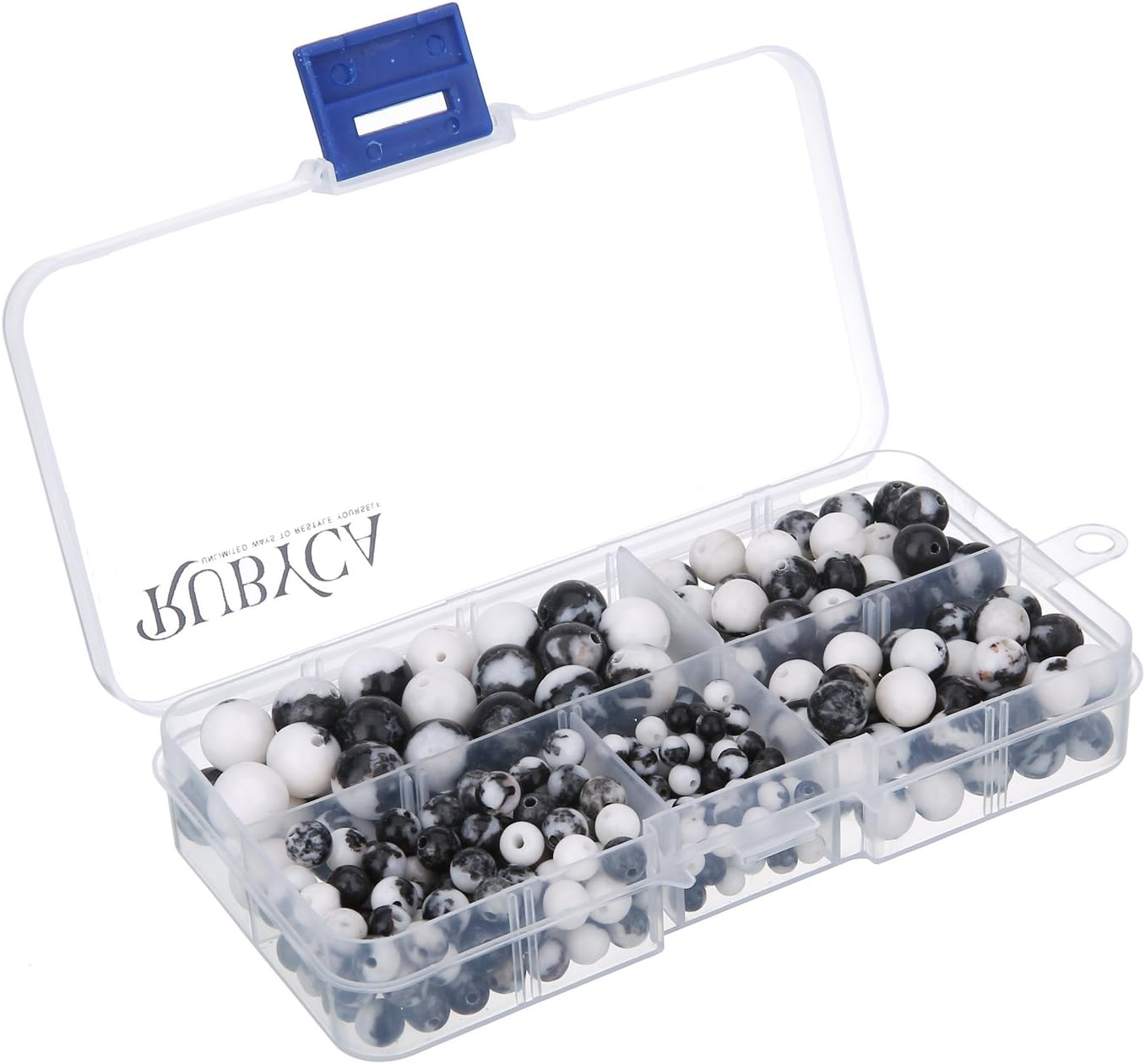 (Unakite) - RUBYCA Natural Unakite Gemstone round Loose Beads Organiser Plastic Box for Jewellery Making Mix Sizes