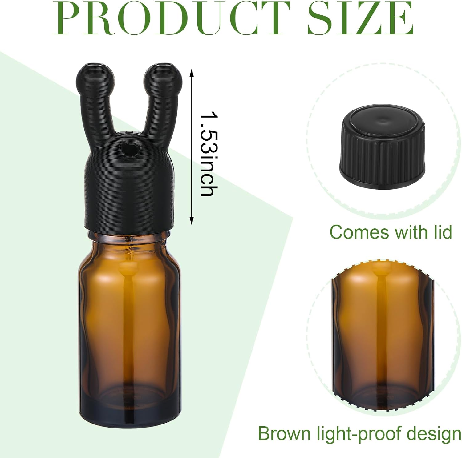 Chunful 2 Pack Essential Oil Inhaler Leakproof Double Hole Aroma Nasal Inhaler Inhaling Cap Mini Perfume Dispenser Bottle for Enhances Aromatherapy Inhalant Adults(Black) - Brown image number 1